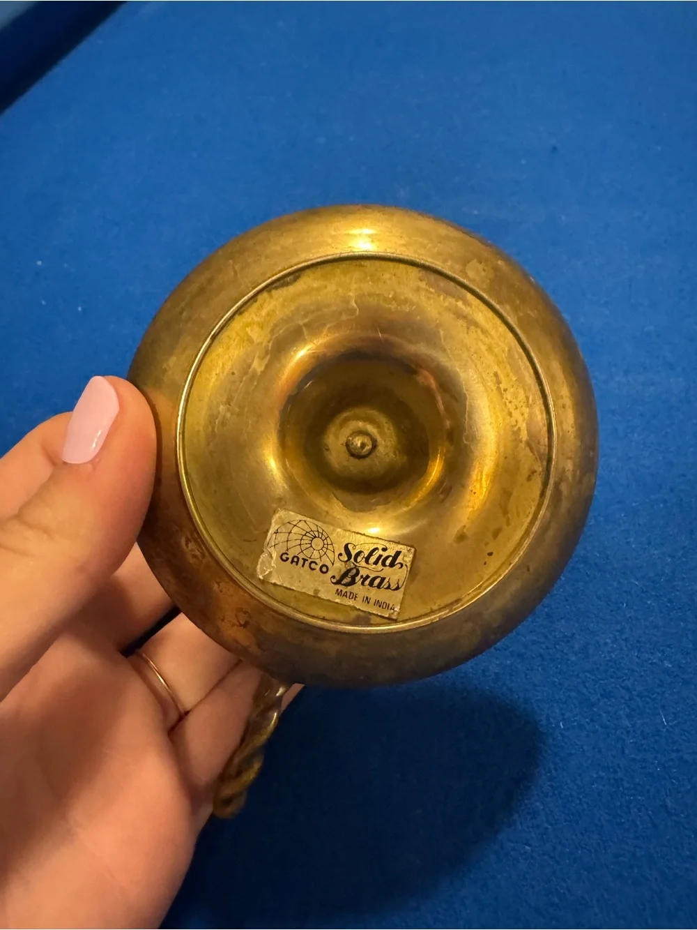 Vintage Brass Taper Candle Holder with Twisted Handle - Brass